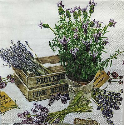 TWO Individual Paper Cocktail Decoupage Napkins - 1486 Flavor Of Provence Purple