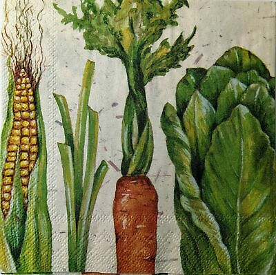 TWO Individual Paper Cocktail Decoupage Napkins - 1522 I Love Vegetables