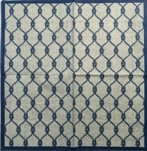 TWO Individual Paper Cocktail Decoupage Napkins- Blue Grey Nautical Knots 1320