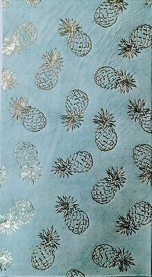 TWO Individual Paper Guest Decoupage Napkins - 1507 Foil Pineapples