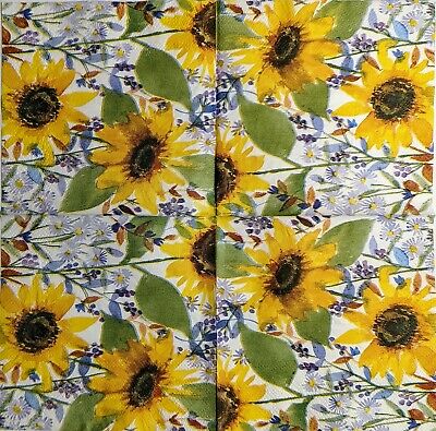 TWO Individual Paper Cocktail Decoupage Napkins - 1784 Golden Floral
