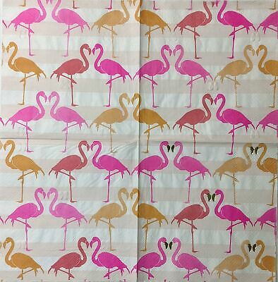 TWO Individual Paper Cocktail Decoupage Napkins - 1533 Dancing Flamingos