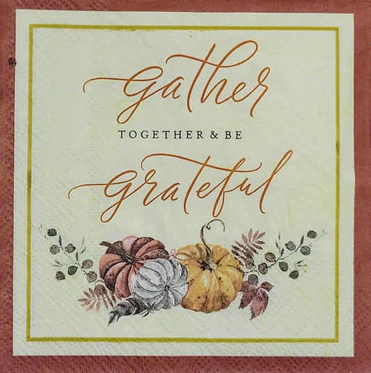 2 Individual Paper Cocktail Decoupage Napkins-2084 Gather Together & Be Grateful