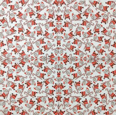 TWO Individual Paper Cocktail Decoupage Napkins - 1696 Candy Cane Santa's