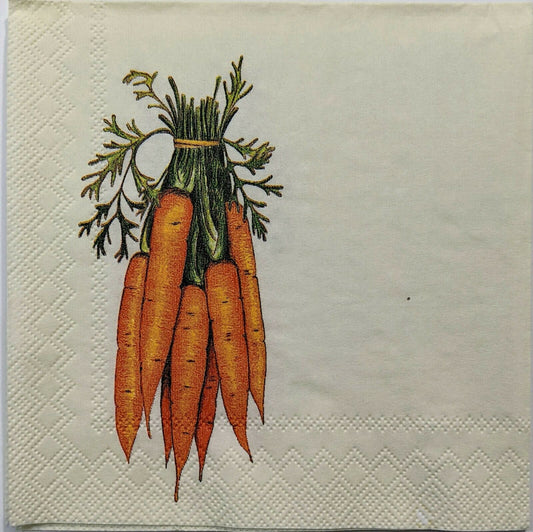 TWO Individual Paper Cocktail Decoupage Napkins- Bunch Of Carrots For Bunny 1247