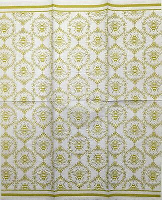TWO Individual Paper Guest Decoupage Napkins - 1885 Golden Bees
