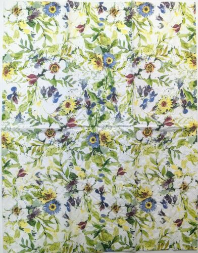TWO Individual Paper Guest Decoupage Napkins -Packed Flower Garden Green 1181