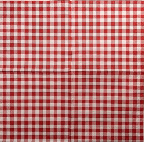 TWO Individual Paper Lunch Decoupage Napkins - Red Summer Plaid Taverna 1336