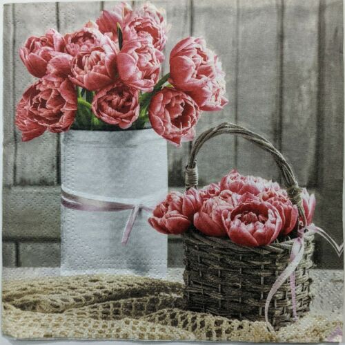 TWO Individual Paper Lunch Decoupage Napkins - Peony On Display 1199