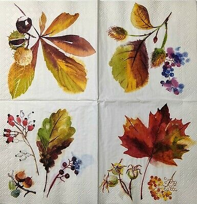 TWO Individual Paper Cocktail Decoupage Napkins - 1557 Autumn's Magic Leaves
