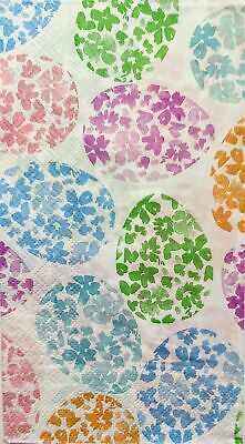 TWO Individual Paper Guest Decoupage Napkins - 1871 Floral Colored Easter Eggs