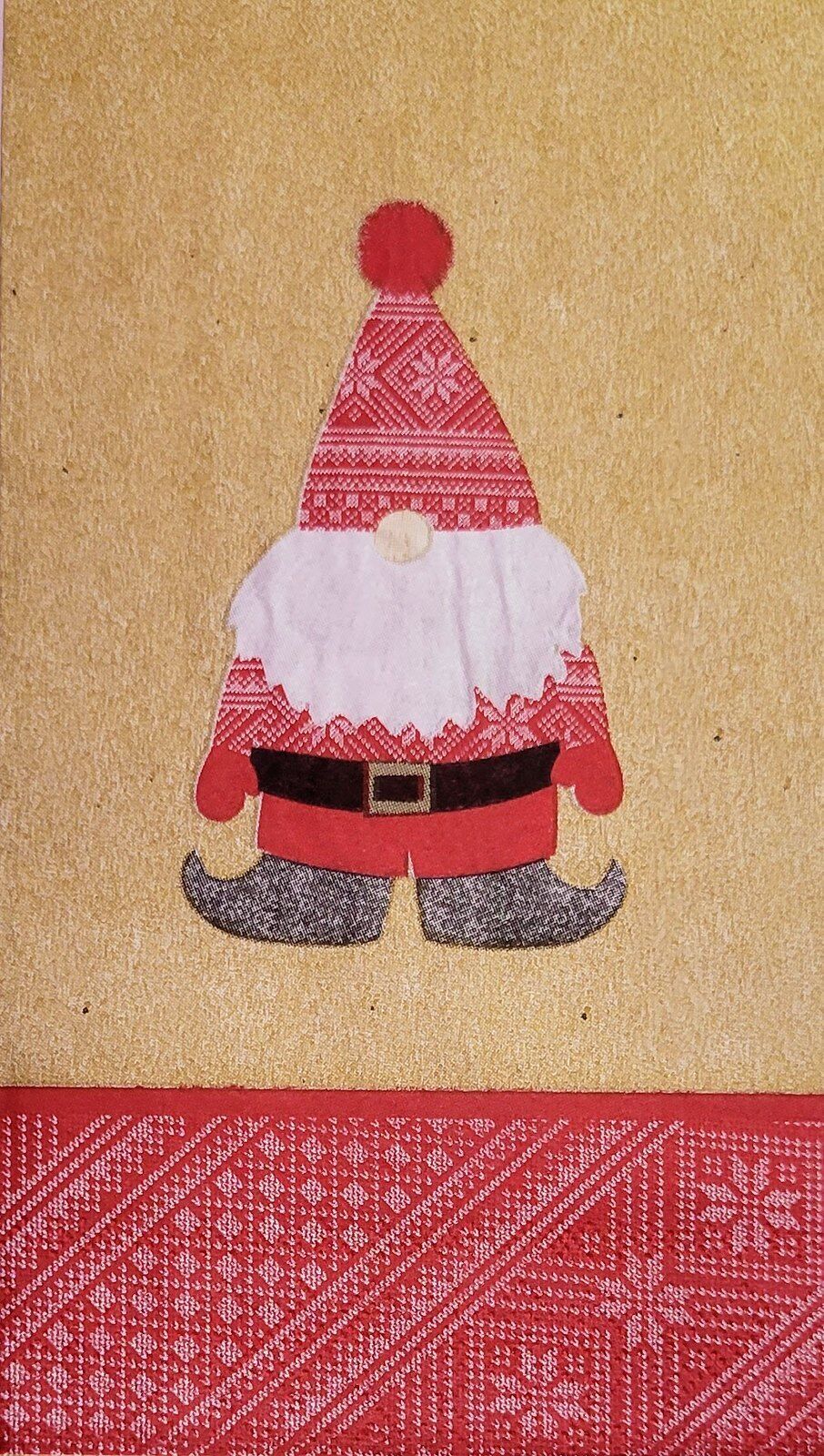 TWO Individual Paper Guest Decoupage Napkins - 2269 Christmas Bag Gnome
