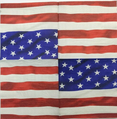 TWO Individual Paper Lunch Decoupage Napkins-We The People American Flag 1097