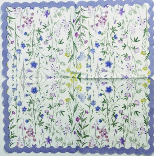 TWO Individual Paper Cocktail Decoupage Napkins- Lydia's Wildflowers 1319