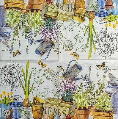 TWO Individual Paper Lunch Decoupage Napkins - 1981 Planted Country Life