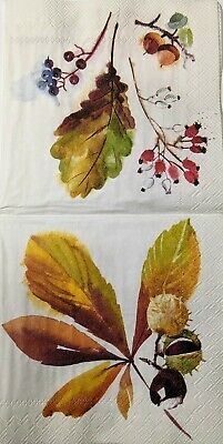 TWO Individual Paper Cocktail Decoupage Napkins - 1557 Autumn's Magic Leaves