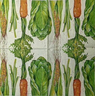 TWO Individual Paper Cocktail Decoupage Napkins - 1522 I Love Vegetables