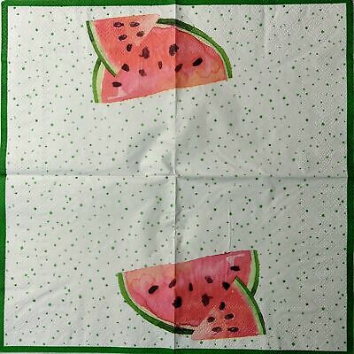 TWO Individual Paper Cocktail Decoupage Napkins - 1530 Summer Watermelon Delight