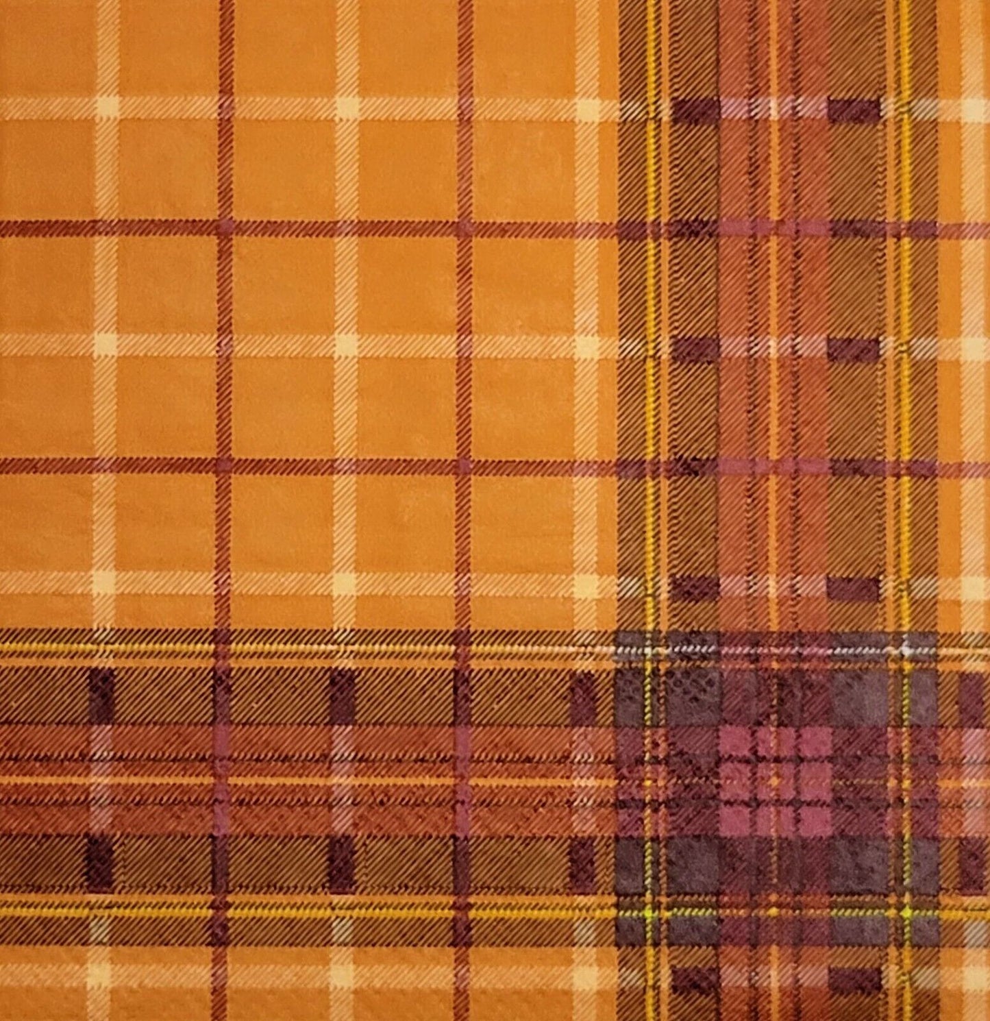 2 Individual Paper Cocktail Decoupage Napkins - 2095 Fall Orange Plaid