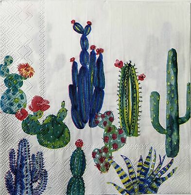 TWO Individual Paper Lunch Decoupage Napkins - 1614 Cactus Garden