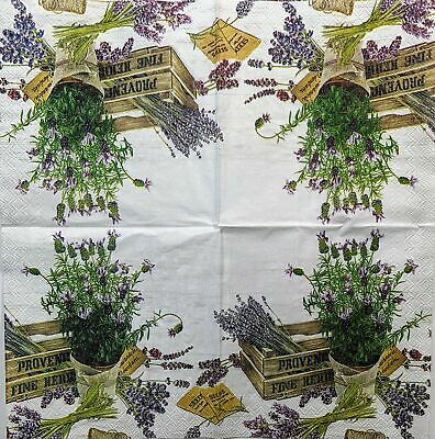 TWO Individual Paper Cocktail Decoupage Napkins - 1486 Flavor Of Provence Purple