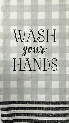 TWO Individual Paper Guest Decoupage Napkins- 1649 Wash Your Hands Plaid Stripes