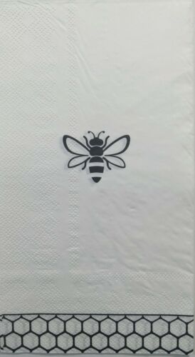 TWO Individual Paper Guest Decoupage Napkins - Bee & Honeycomb Boarder 1185
