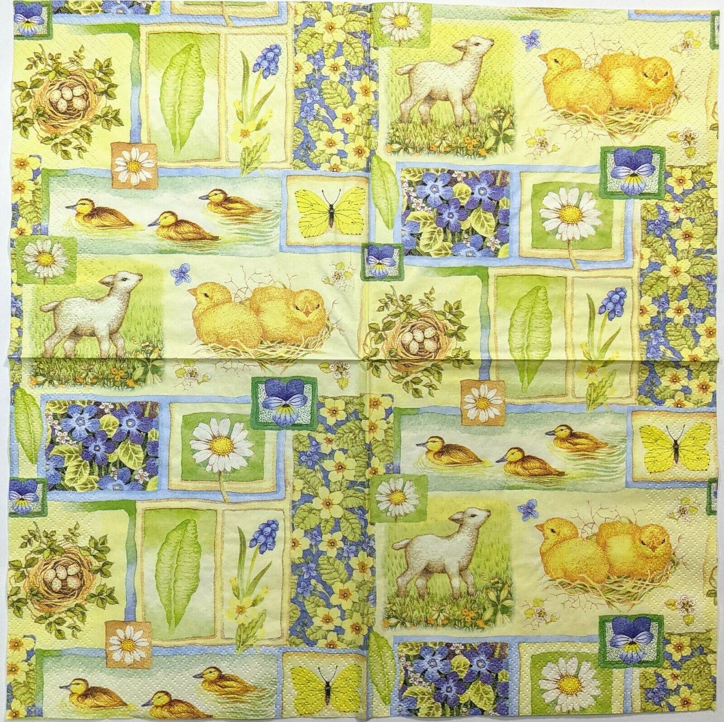 TWO Individual Paper Lunch Decoupage Napkins - Springtime Easter Collage 1110