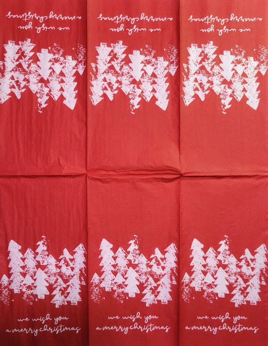 TWO Individual Paper Guest Decoupage Napkins- 2245 We Wish You A Merry Christmas