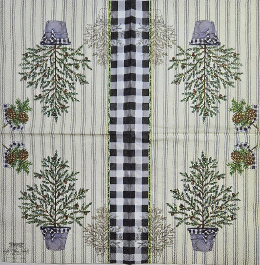 TWO Individual Paper Cocktail Decoupage Napkins- 2580 Balsan Winter Tree