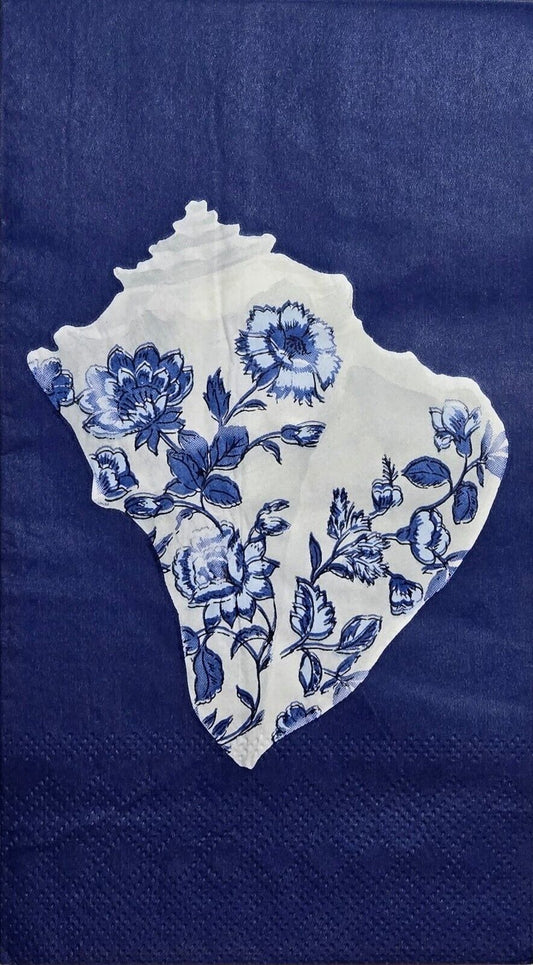 TWO Individual Paper Guest Decoupage Napkins - 2620 Blue Blue Conch Shell