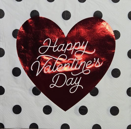 TWO Individual Paper Lunch Decoupage Napkins - 2591 Valentine Foil Heart