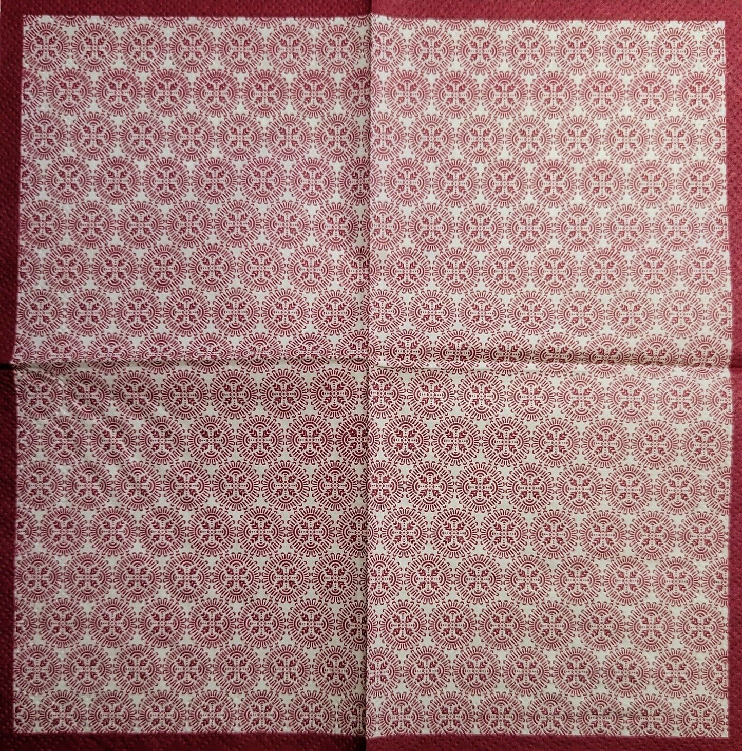 TWO Individual Paper Cocktail Decoupage Napkins - 2570 Red Decorative Design