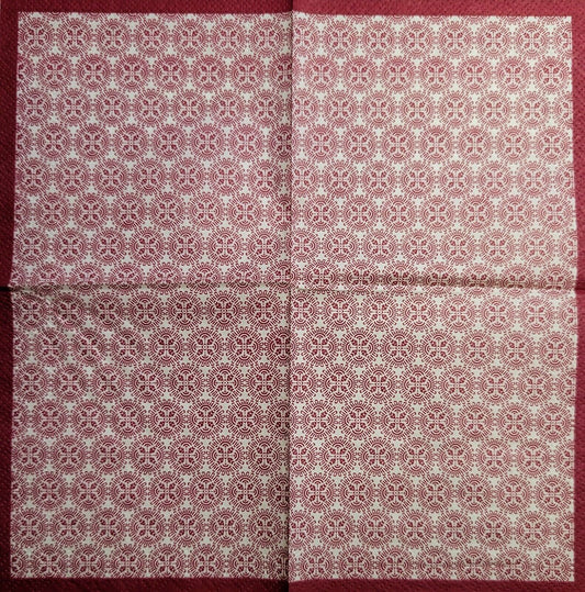 TWO Individual Paper Cocktail Decoupage Napkins - 2570 Red Decorative Design