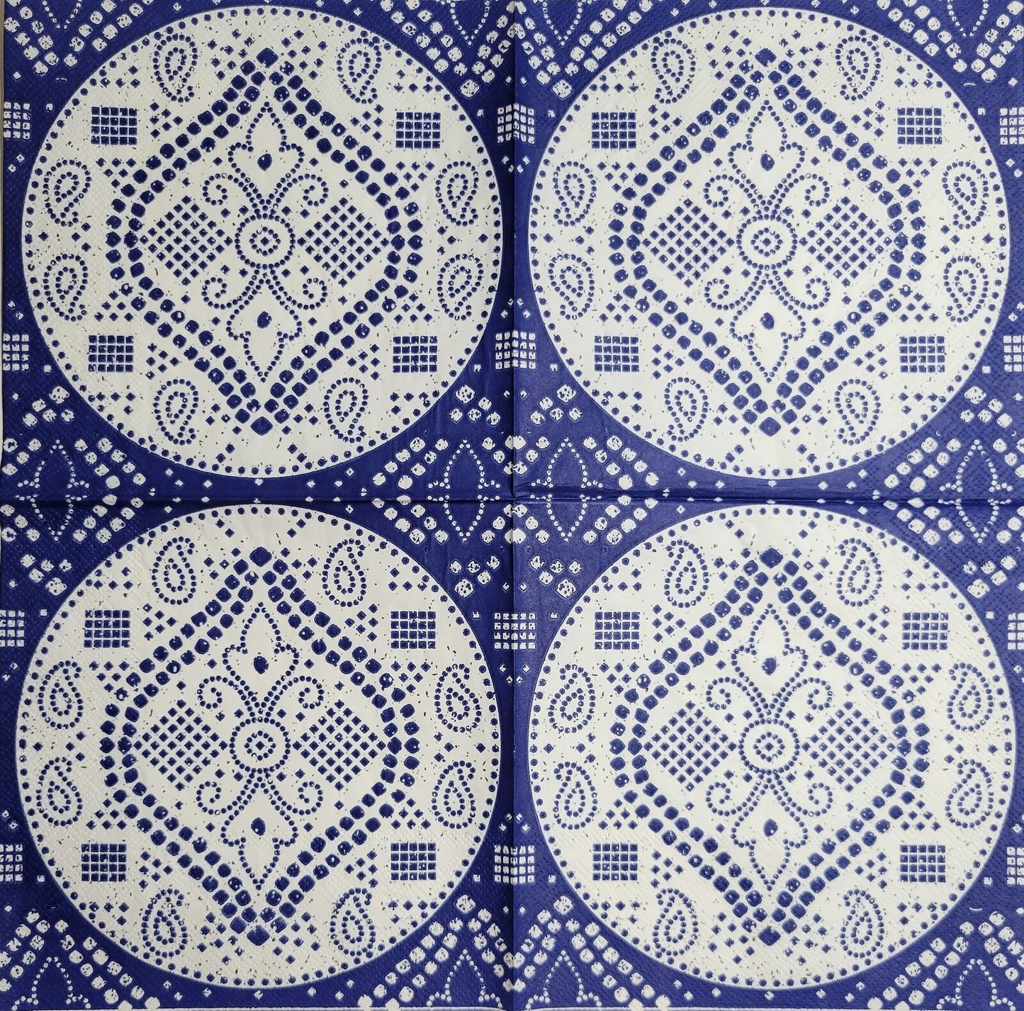 TWO Individual Paper Lunch Decoupage Napkins - 2376 Blue Durango Kaleidoscope