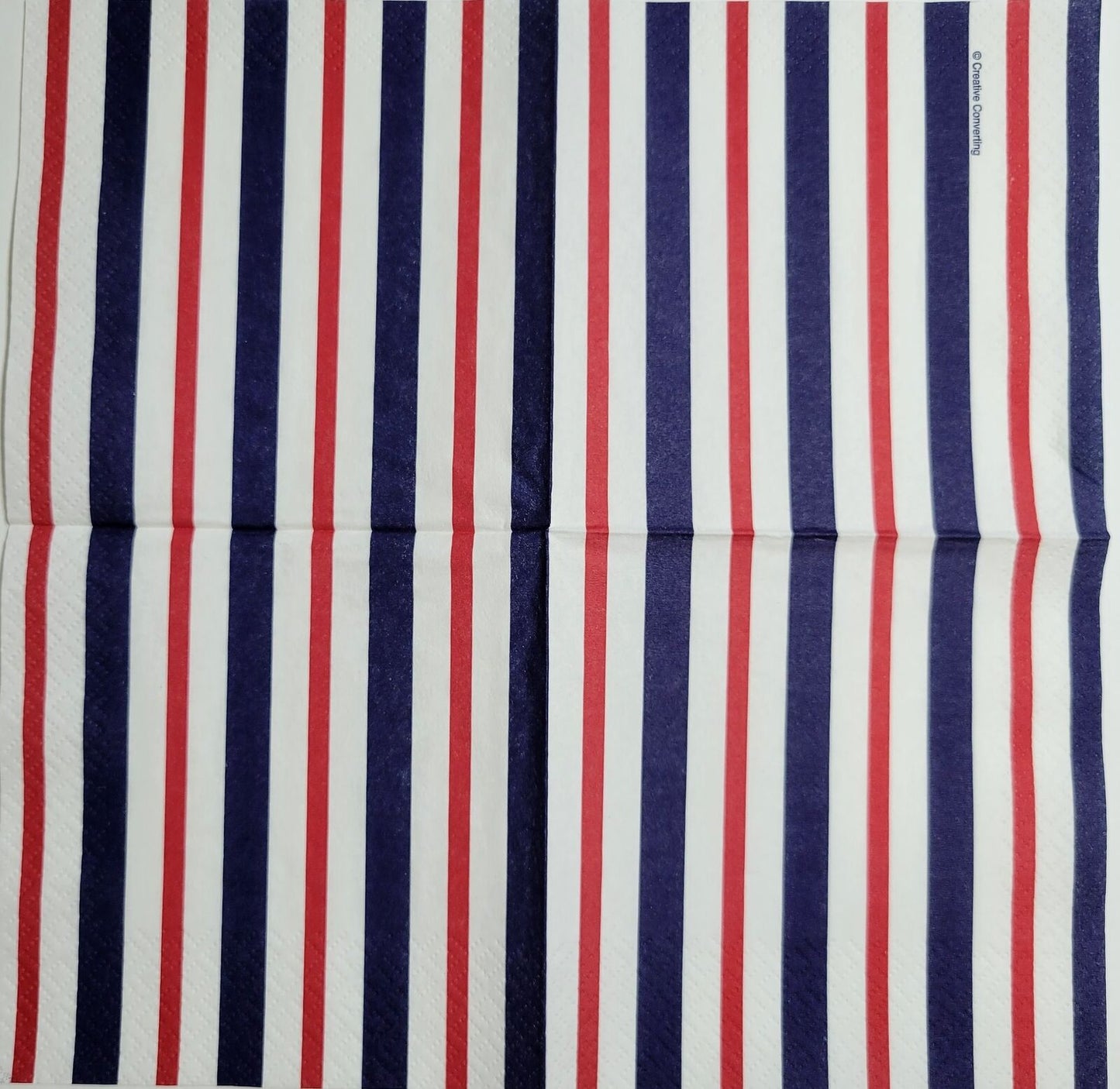 TWO Individual Paper Cocktail Decoupage Napkins- 2389 Patriotic Red Blue Stripes