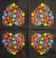 TWO Individual Paper Lunch Decoupage Napkins - 2792 Lowicz Folk Heart on Black