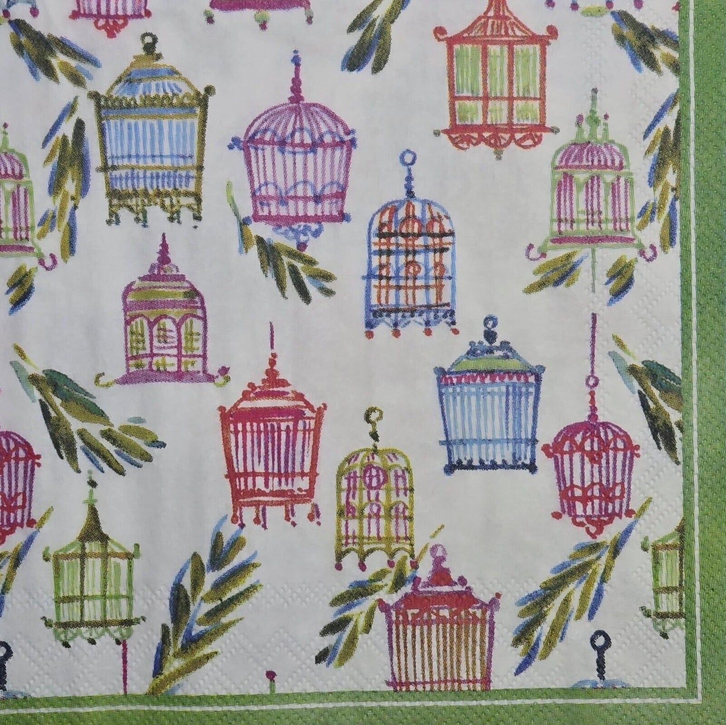 TWO Individual Paper Cocktail Decoupage Napkins - 2627 Lantern Birdcages