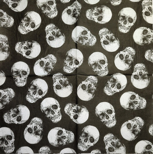 TWO Individual Paper Lunch Decoupage Napkins - 2484 Halloween Spooky Skulls