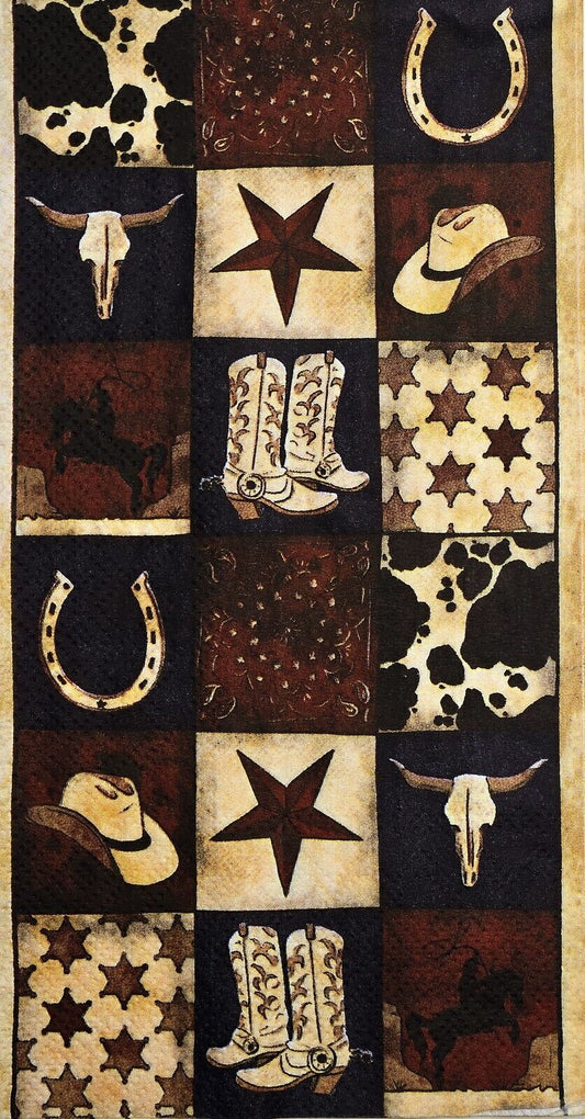 TWO Individual Paper Guest Decoupage Napkins - 2622 Country Cowboy Collage