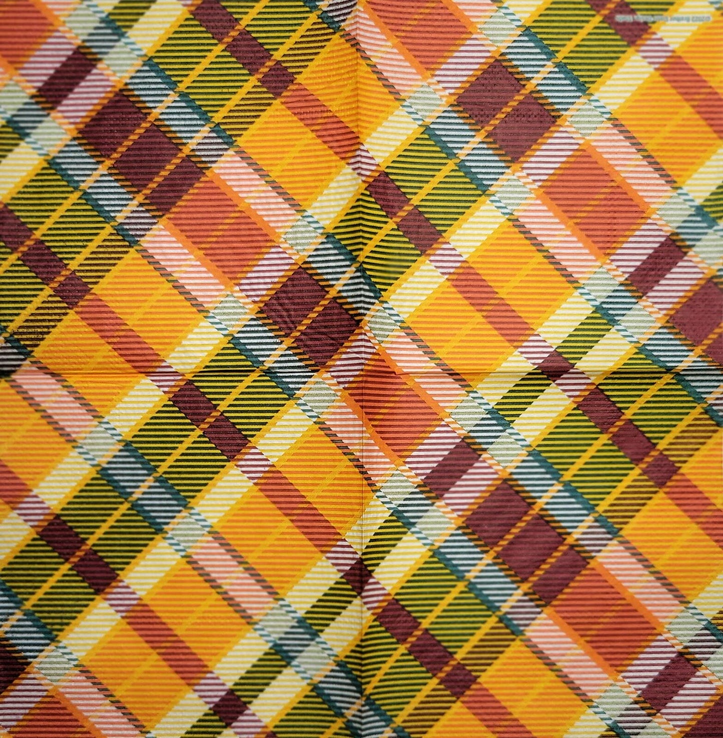 2 Individual Paper Cocktail Decoupage Napkins - 2489 Orange Diagonal Party Plaid