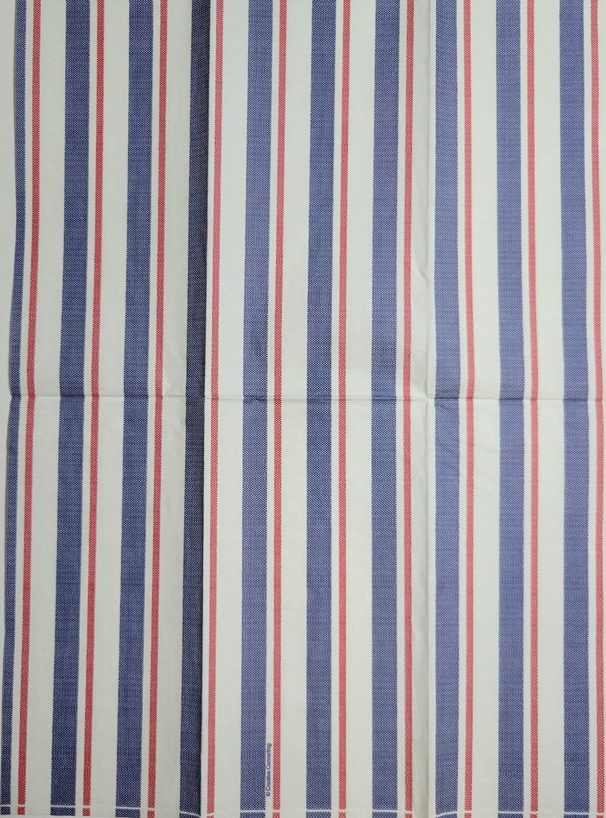 TWO Individual Paper Guest Decoupage Napkins - 2383 Red White and Blue Stipes