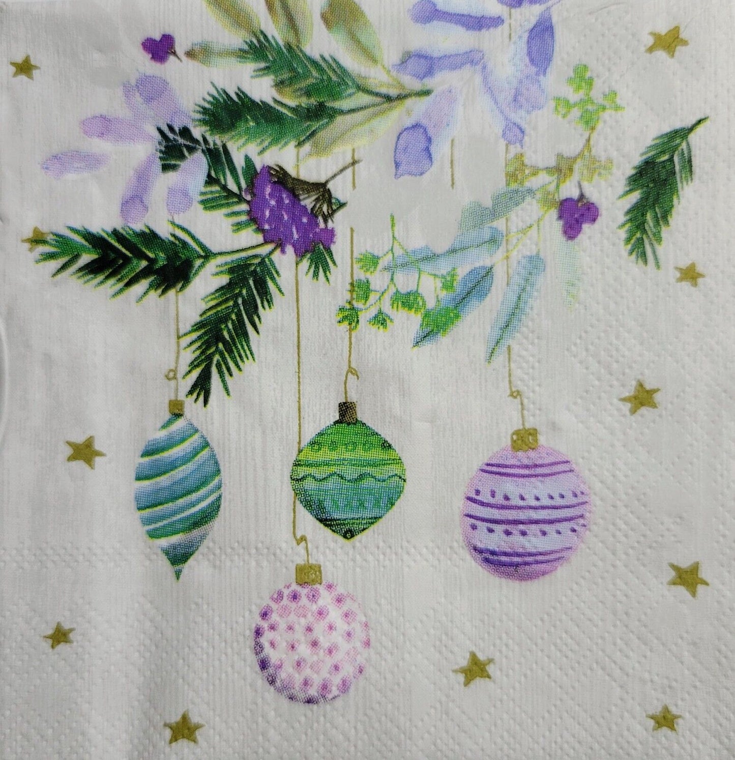 TWO Individual Paper Cocktail Decoupage Napkins - 2562 Chic Christmas Ornaments