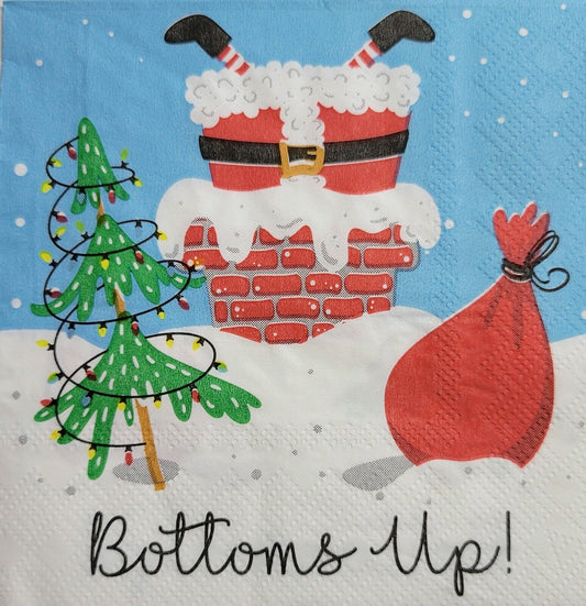 TWO Individual Paper Cocktail Decoupage Napkins - 2552 Christmas Bottoms Up