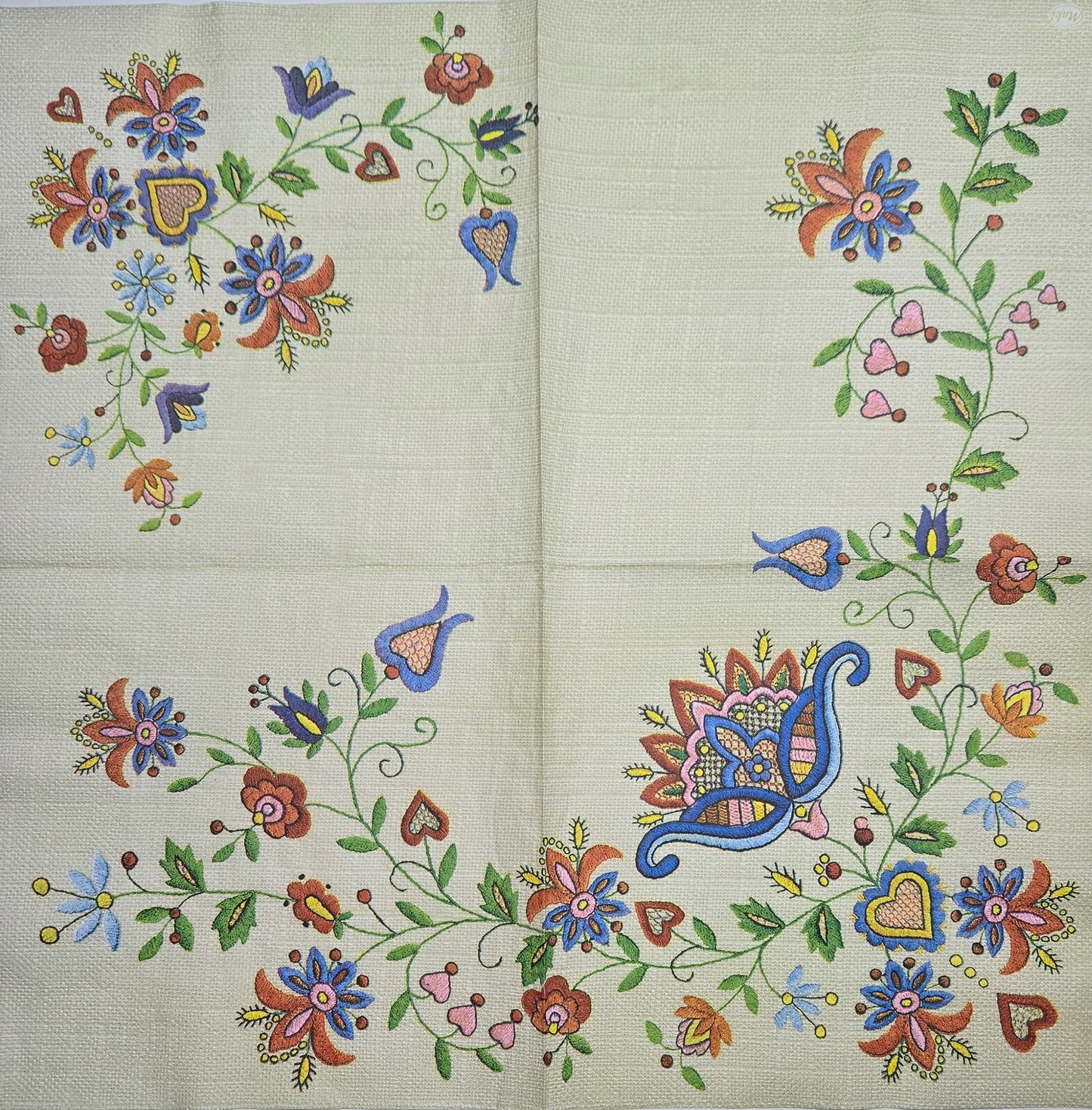 TWO Individual Paper Lunch Decoupage Napkins - 2794 Kashubian Folk Floral