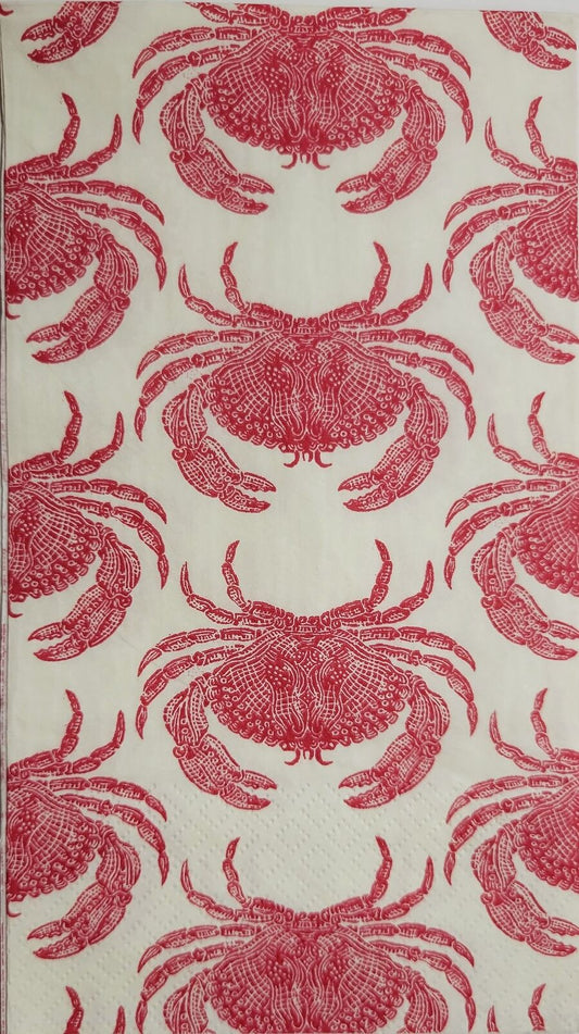 TWO Individual Paper Guest Decoupage Napkins - 2386 Red Crab Pattern