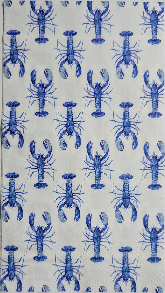 TWO Individual Paper Guest Decoupage Napkins - 2385 Blue Lobster Pattern