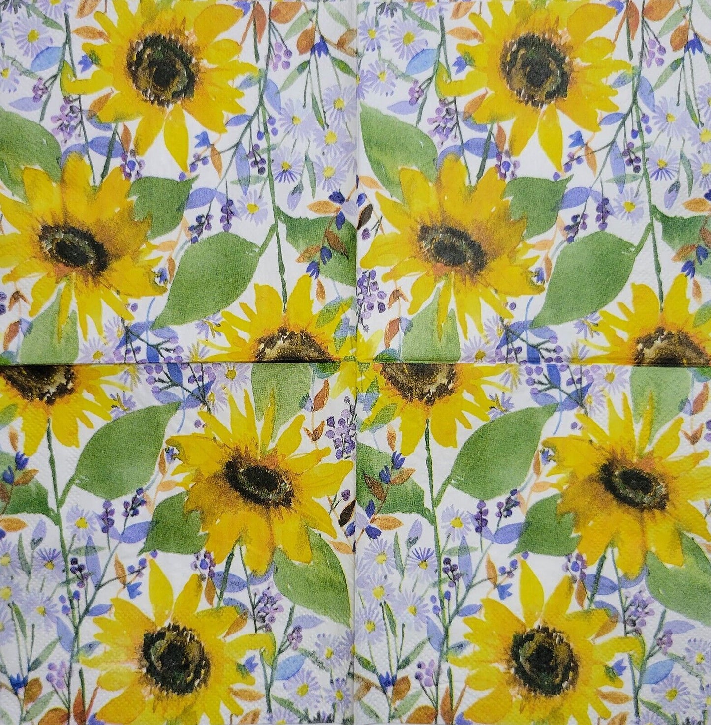 TWO Individual Paper Cocktail Decoupage Napkins - 2445 Fall's Flower Meadow