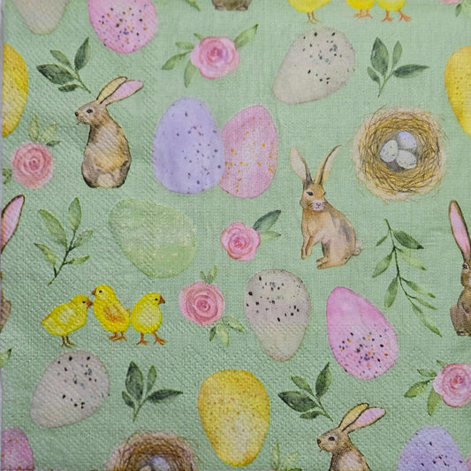 TWO Individual Paper Lunch Decoupage Napkins - 2598 Easter Collage