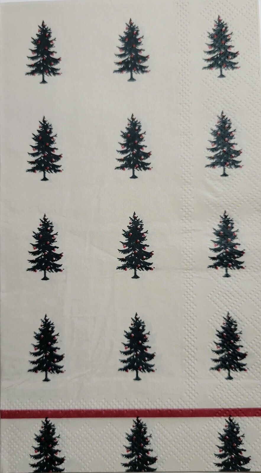 TWO Individual Paper Guest Decoupage Napkins- 2533 Christmas Pine Trees on Beige